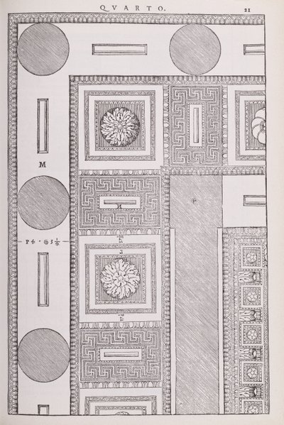Plan of the ceiling of the Tempio di Marte Vendicatore, illustration from a facsimile copy of 